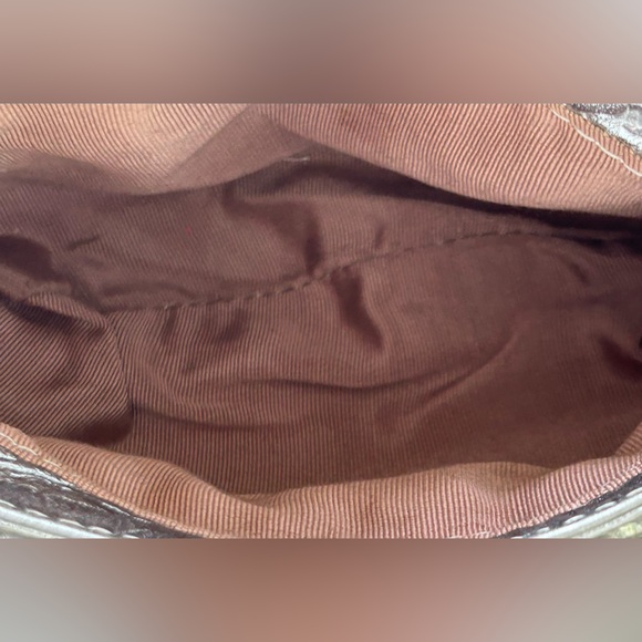 VTG 80s Silver Metallic Textured Purse Pocketbook Sequin Floral Applique NYE … - Picture 8 of 14